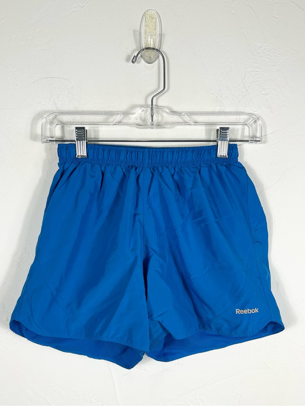 Reebok Blue Running Workout Shorts Built-In Mesh Liner Elastic Waist Sz XS